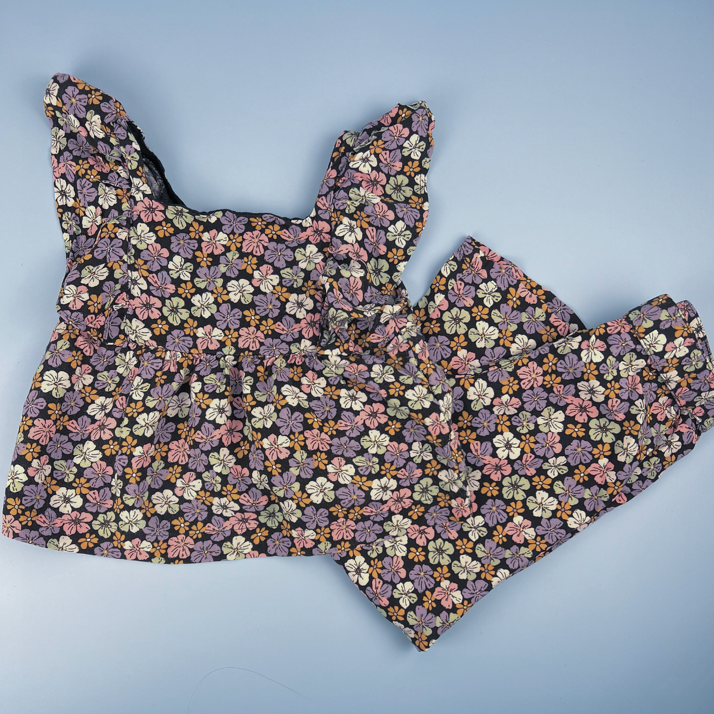 Purple Floral Ruffle | Tank Pant Set 3T | H&M Kids