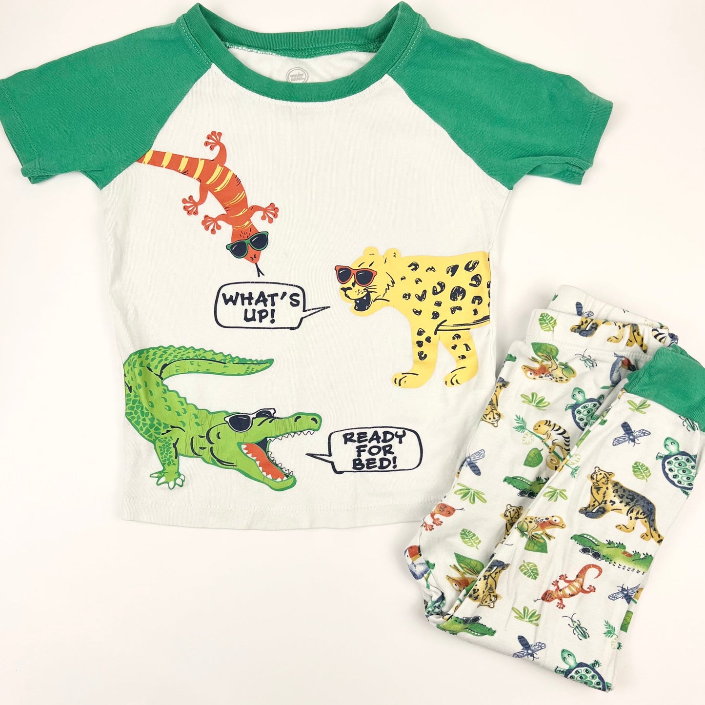 Animal Graphic Toddler Summer | Boy Short Sleeve Pajamas 4T | Wonder Nation