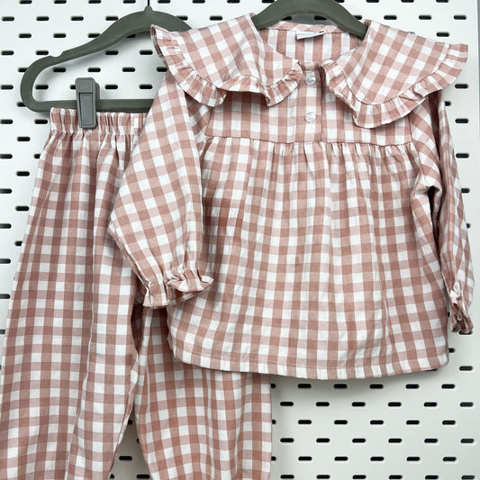 Soft Cotton | Pink Gingham Pajamas 2T | Mod Tot
